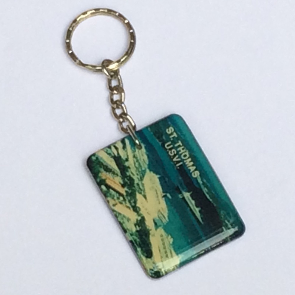 Retro St. Thomas U.S Virgin Island Photos on both sides Unisex Keychain